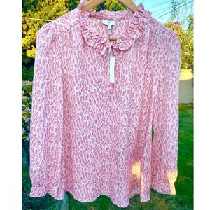 NWT Joie Silk Long Sleeve Ruffle Evangeline Silk